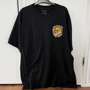Take to the grave Black Graphic Tee with Yellow Skull Logo